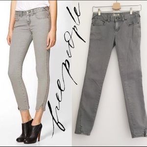 Free People Herringbone Crop Skinny Gray Jeans 24